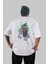 Grim Reaper Riding Arka Baskılı Beyaz Oversize T-Shirt Erkek Kadın Bisiklet Yaka 1