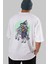 Grim Reaper Riding Arka Baskılı Beyaz Oversize T-Shirt Erkek Kadın Bisiklet Yaka 4