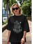 Dallas Ön Baskılı Siyah Oversize T-Shirt Erkek Kadın Bisiklet Yaka 5