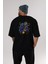 Astroskull Saxophonist Arka Baskılı Siyah Oversize T-Shirt Erkek Kadın Bisiklet Yaka 5
