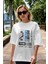 The Luxury Centre Japan Ön Baskılı Beyaz Oversize T-Shirt Erkek Kadın Bisiklet Yaka 5