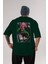 Mitsuri Demonslayer Anime Arka Baskılı Zümrüt Yeşili Oversize T-Shirt Pamuk Erkek Kadın 1