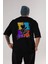 Skaters Only Bear Arka Baskılı Siyah Oversize T-Shirt Erkek Kadın Bisiklet Yaka 1