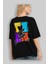 Skaters Only Bear Arka Baskılı Siyah Oversize T-Shirt Erkek Kadın Bisiklet Yaka 4