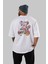 Flowers Bear Arka Baskılı Beyaz Oversize T-Shirt Erkek Kadın Bisiklet Yaka 1
