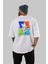Skaters Only Bear Arka Baskılı Beyaz Oversize T-Shirt Erkek Kadın Bisiklet Yaka 5