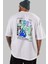 Street Vibes Arka Baskılı Beyaz Oversize T-Shirt Erkek Kadın Bisiklet Yaka 3