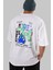 Street Vibes Arka Baskılı Beyaz Oversize T-Shirt Erkek Kadın Bisiklet Yaka 4