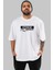 Stock Ta Kalmadı Ön Baskılı Beyaz Oversize T-Shirt Erkek Kadın Bisiklet Yaka 1