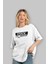 Stock Ta Kalmadı Ön Baskılı Beyaz Oversize T-Shirt Erkek Kadın Bisiklet Yaka 4