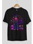 Retro Boy Party Ön Baskılı Siyah Oversize T-Shirt Erkek Kadın Bisiklet Yaka 5