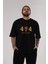 404 Brain Not Found Ön Baskılı Siyah Oversize T-Shirt Erkek Kadın Bisiklet Yaka 5