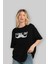 Türk Işi Ön Baskılı Siyah Oversize T-Shirt Erkek Kadın Bisiklet Yaka 4