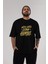 Word Hard Yazılı Ön Baskılı Siyah Oversize T-Shirt Erkek Kadın Bisiklet Yaka 1