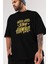 Word Hard Yazılı Ön Baskılı Siyah Oversize T-Shirt Erkek Kadın Bisiklet Yaka 2
