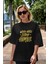 Word Hard Yazılı Ön Baskılı Siyah Oversize T-Shirt Erkek Kadın Bisiklet Yaka 5