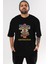 Destination Yazılı Ön Baskılı Siyah Oversize T-Shirt Erkek Kadın Bisiklet Yaka 3