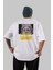 Culture Yazılı Arka Baskılı Beyaz Oversize T-Shirt Erkek Kadın Bisiklet Yaka 1