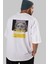 Culture Yazılı Arka Baskılı Beyaz Oversize T-Shirt Erkek Kadın Bisiklet Yaka 3