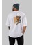 Savage Brooklyn Yazılı Arka Baskılı Beyaz Oversize T-Shirt Erkek Kadın Bisiklet Yaka 1