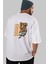 Savage Brooklyn Yazılı Arka Baskılı Beyaz Oversize T-Shirt Erkek Kadın Bisiklet Yaka 3
