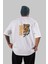 Savage Brooklyn Yazılı Arka Baskılı Beyaz Oversize T-Shirt Erkek Kadın Bisiklet Yaka 4