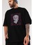 Less Of Emotion Ön Baskılı Siyah Oversize T-Shirt Erkek Kadın Bisiklet Yaka 2