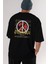 Stop War For Future Arka Baskılı Siyah Oversize T-Shirt Erkek Kadın Bisiklet Yaka 1