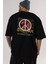 Stop War For Future Arka Baskılı Siyah Oversize T-Shirt Erkek Kadın Bisiklet Yaka 3