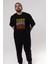 Keep Life Simple Yazılı Ön Baskılı Siyah Oversize T-Shirt Erkek Kadın Bisiklet Yaka 1