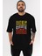 Keep Life Simple Yazılı Ön Baskılı Siyah Oversize T-Shirt Erkek Kadın Bisiklet Yaka 2