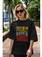 Keep Life Simple Yazılı Ön Baskılı Siyah Oversize T-Shirt Erkek Kadın Bisiklet Yaka 5