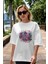 Cute Fun Colorful Heart Ön Baskılı Beyaz Oversize T-Shirt Erkek Kadın Bisiklet Yaka 1