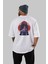 Game Of Future Arka Baskılı Beyaz Oversize T-Shirt Erkek Kadın Bisiklet Yaka 5