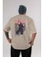 Yuuji Itadori Anime Arka Baskılı Bej Oversize T-Shirt %100 Pamuk Erkek Kadın 1