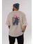 Yuuji Itadori Anime Arka Baskılı Bej Oversize T-Shirt %100 Pamuk Erkek Kadın 4
