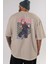 Yuuji Itadori Anime Arka Baskılı Bej Oversize T-Shirt %100 Pamuk Erkek Kadın 5