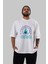 Positive Energy Ön Baskılı Beyaz Oversize T-Shirt Erkek Kadın Bisiklet Yaka 1