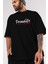 Tesadüfe Inanmam Ön Baskılı Siyah Oversize T-Shirt Erkek Kadın Bisiklet Yaka 3