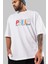 Philly Ön Baskılı Beyaz Oversize T-Shirt Erkek Kadın Bisiklet Yaka 5
