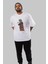 Rasengan Ön Baskılı Beyaz Oversize T-Shirt Erkek Kadın Bisiklet Yaka 2