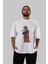 Rasengan Ön Baskılı Beyaz Oversize T-Shirt Erkek Kadın Bisiklet Yaka 4