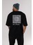 Reality Arka Baskılı Siyah Oversize T-Shirt Erkek Kadın Bisiklet Yaka 1