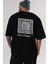 Reality Arka Baskılı Siyah Oversize T-Shirt Erkek Kadın Bisiklet Yaka 3