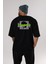 Soul Mate Arka Baskılı Siyah Oversize T-Shirt Erkek Kadın Bisiklet Yaka 3