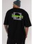 Soul Mate Arka Baskılı Siyah Oversize T-Shirt Erkek Kadın Bisiklet Yaka 4