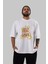 Zero Hug Bear Ön Baskılı Beyaz Oversize T-Shirt Erkek Kadın Bisiklet Yaka 4