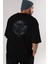 The Crow Arka Baskılı Siyah Oversize T-Shirt Erkek Kadın Bisiklet Yaka 5