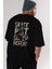 Skate Eat Sleep Repeat Arka Baskılı Siyah Oversize T-Shirt Erkek Kadın Bisiklet Yaka 2