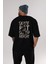 Skate Eat Sleep Repeat Arka Baskılı Siyah Oversize T-Shirt Erkek Kadın Bisiklet Yaka 5
